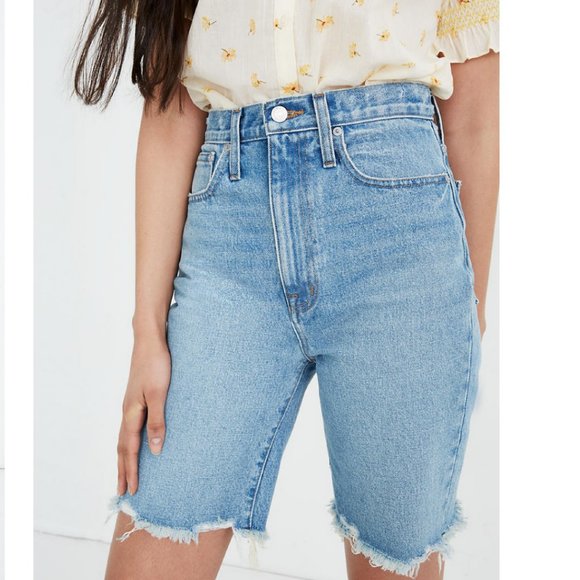 Madewell high rise long denim shorts Clearance